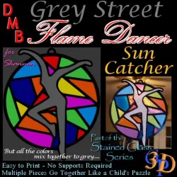 DMB Grey Street Flame Dancer Suncatcher Stain Glass Garden Decor
