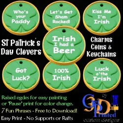 Happy Saint Patrick's Day Clover St Pattys Coin Keychain & Necklace Charms
