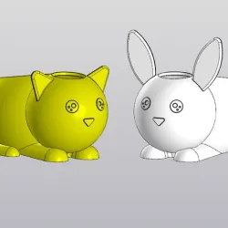 Set 2 Holders for small things (Pen holders) Bunny and Cat