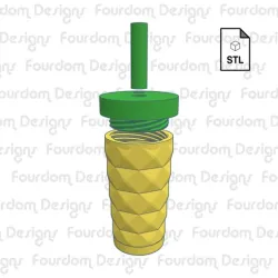 Starbucks Inspired Pineapple Tumbler Keychain with Removable Screw Top Pill Box