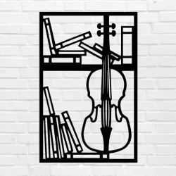 Wall decoration violin library book picture