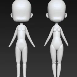 base mesh male and female chibi 3.5 head