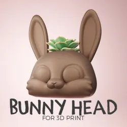 Bunny Head - Free support - Plant Pot- Print in place