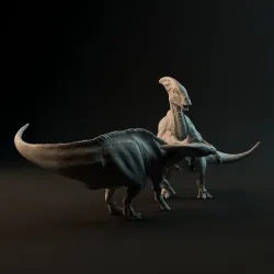 Charonosaurus fight 1-35 scale pre-supported dinosaur