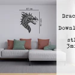 Dragon head geometric dragon mural