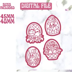 Easter Bunny Spring Set Polymer Clay Cutters For Earrings Basket Stained Glass Chicks