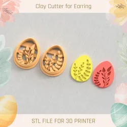 Eggs with Plants Easter Polymer Clay Cutters