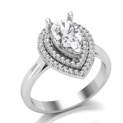 Halo Pear Ring STL 3D Model for Jewelry 3D Printing