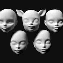 Heads for OOAK doll customizing - compatible with monster high dolls - pack 4