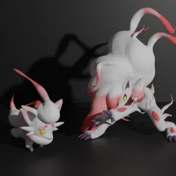 Hisuian Zorua and Zoroark pokemon 3D print model