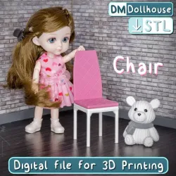 Miniature model Chair 1:12 scale for dollhouses. STL file - model Chair. Dollhouse miniature Furniture & Accessories. Chair for Doll