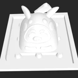 Pig keycap with pikachu style base resin cast