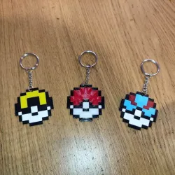 Pixel Pokemon Pokeball Keychains / Normal, Great, Ultra Ball