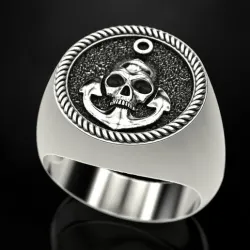 Ring Skull and Anchor