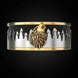 Ring wolf forest moon Many sizes