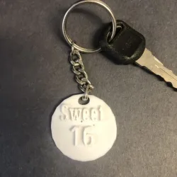 Sweet 16 keychain/ chain pendant.