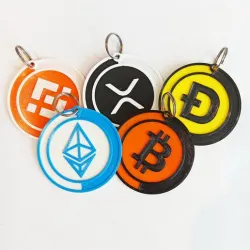 Two Sided Crypto Keychain s BTC ETH BNB XRP DOGE LTC