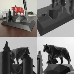 3D Printable Wolf Diorama Pen Holder - Add a Touch of the Wild to Your Desk