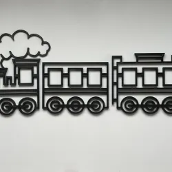 A 300mm  x 300 mm x 10 mm  Geometric Train Wall Art.