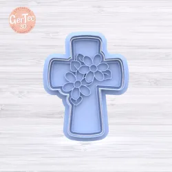 CROSS WITH FLOWERS / COOKIE CUTTER STAMP / COOKIE CUTTER STAMP