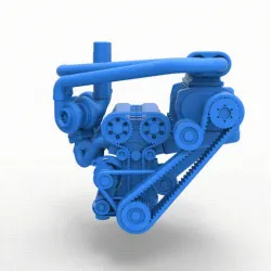 Diecast Twin turbo supercharged straight-six engine Scale 1:25