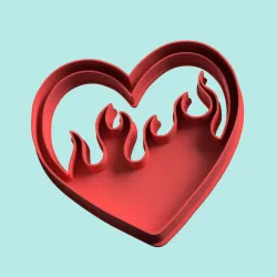heart on fire cookie cutter stamp