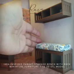 IKEA-inspired PANGET Storage Bench and PANGET Hat and Coat Rack, Miniature Storage , MIniature Clothes organizers, Miniature  Shoe Cabinet