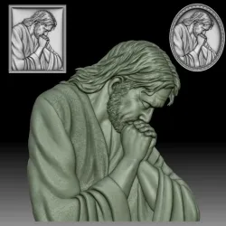 Jesus praying bas-relief for CNC router or 3D printer