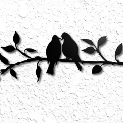 Love birds on a branch wall art doves wall decor 2d