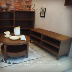 Miniature IKEA-INSPIRED Besta TV Unit, Miniature Modern Furniture, Dollhouse TV Unit Furniture