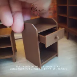 Miniature IKEA-Inspired Hauga Nightstand, Miniature Drawer, Mini Storage, Mini Hauga Nightstand