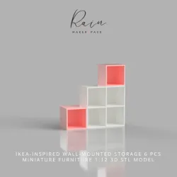 Miniature IKEA INSPIRED Wall-mounted Storage (3 STL Files)  Miniature Furniture, Dollhouse Furniture, Miniature Shelf