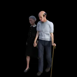 Old couple walking
