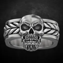 Ring with a skull and a beard 160