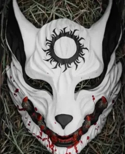 Wolf ONİ MASK Japanese Traditional Hannya Samurai Kitsune