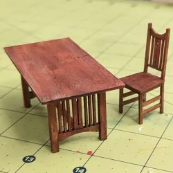1:24 Arts and Crafts Style Dining Table and Chair