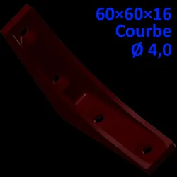 Angle 60×60×16, curved braces, Ø 4.0 mm screws