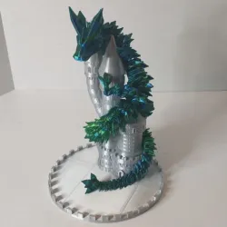 Articulated Dragon Stand Display Holder Castle Diorama for Dragons, Figurines, and Flexi. One Piece Print in Place.