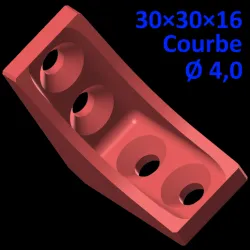 Bracket 30×30×16, curved braces, screws Ø 4.0 mm