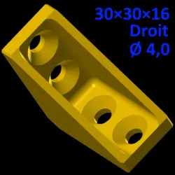 Bracket 30×30×16, straight braces, screws Ø 4.0 mm