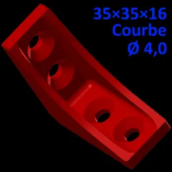 Bracket 35×35×16, curved braces, screws Ø 4.0 mm