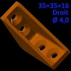 Bracket 35×35×16, straight braces, screws Ø 4.0 mm