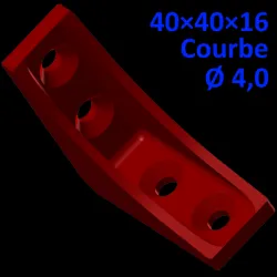 Bracket 40×40×16, curved braces, screws Ø 4.0 mm
