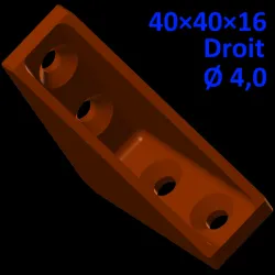 Bracket 40×40×16, straight braces, screws Ø 4.0 mm