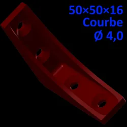 Bracket 50×50×16, curved braces, screws Ø 4.0 mm