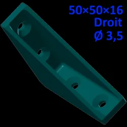 Bracket 50×50×16, straight braces, screws Ø 3.5 mm
