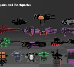 Custom 1/18 Heavy Weapons and Backpacks