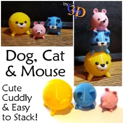 Dog Cat Mouse Cute & Cuddly Animal Stackers for Kids Room Decor