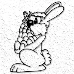 Easter Bunny & easter eggs wall art easter rabbit wall decor 2d