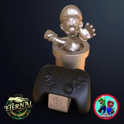 LUIGI SWITCH CONTROLLER HOLDER - 1 & 2 CONTROLLERS - MARIO BROS - ETERNAL